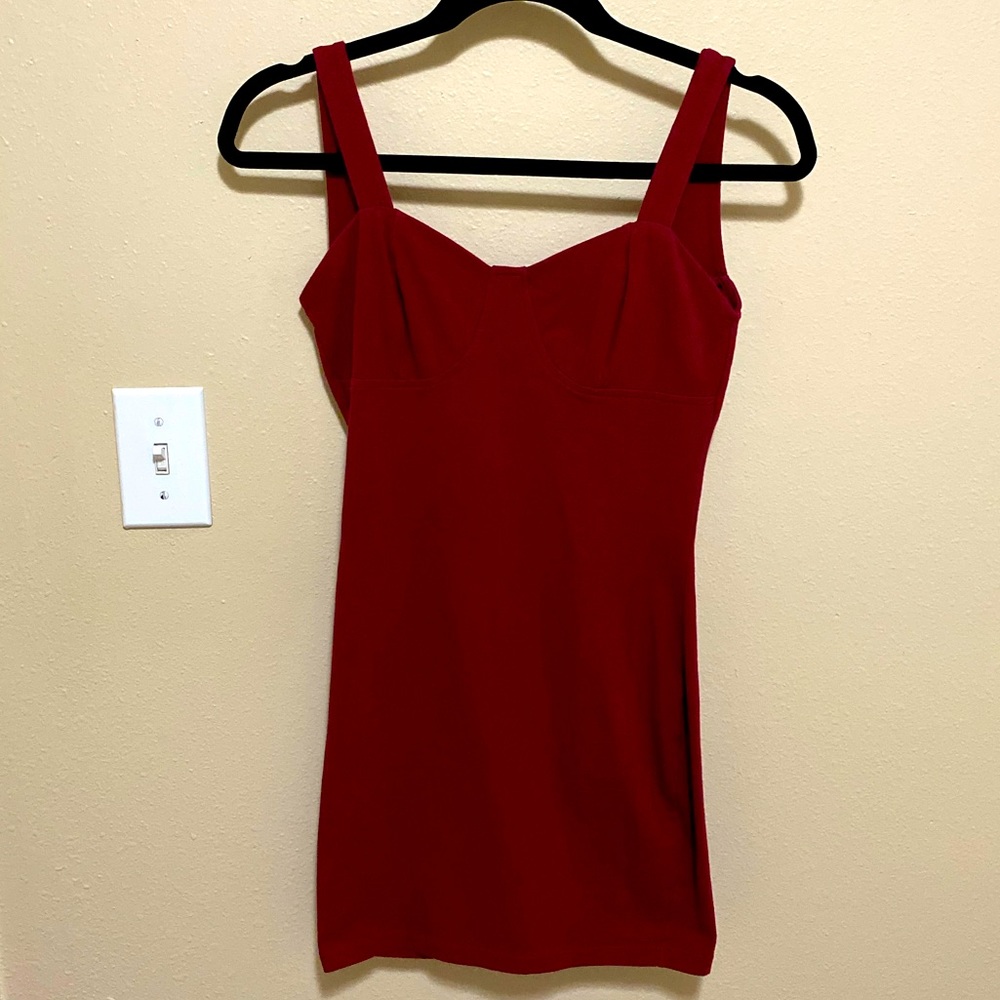 Red backless mini dress